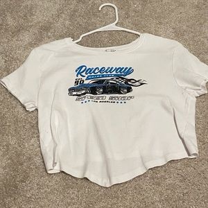 Blue race car crop top